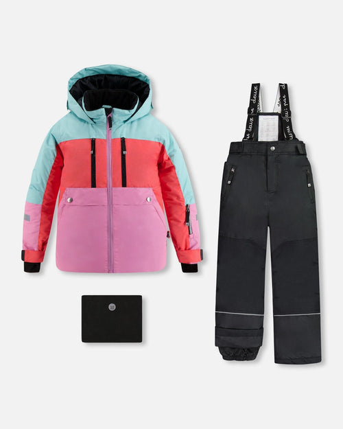 Teknik Two Piece Snowsuit Aqua, Coral, Orchid Colorblock - F10L811_999