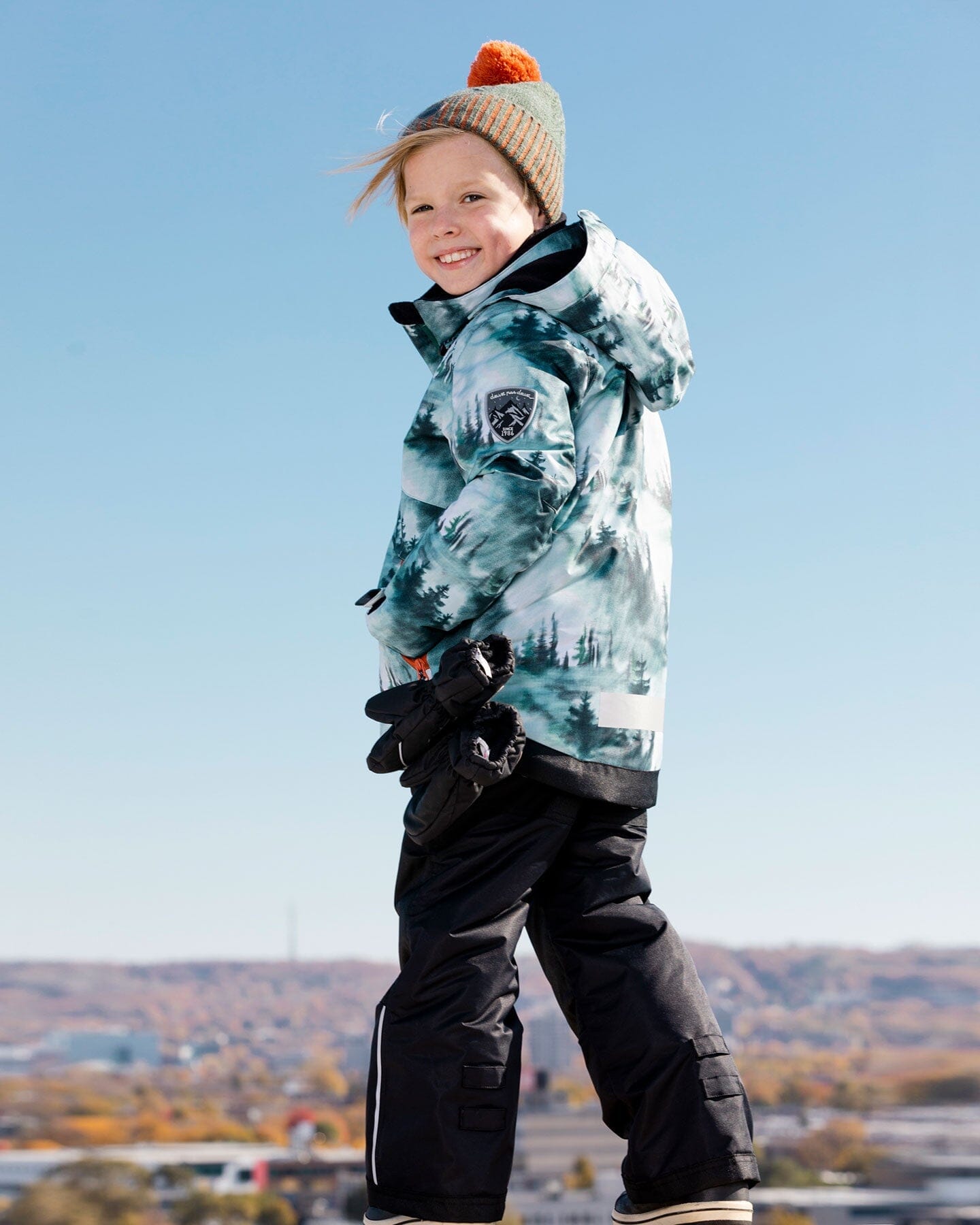 Two Piece Snowsuit Black With Forest Print - F10M806_999