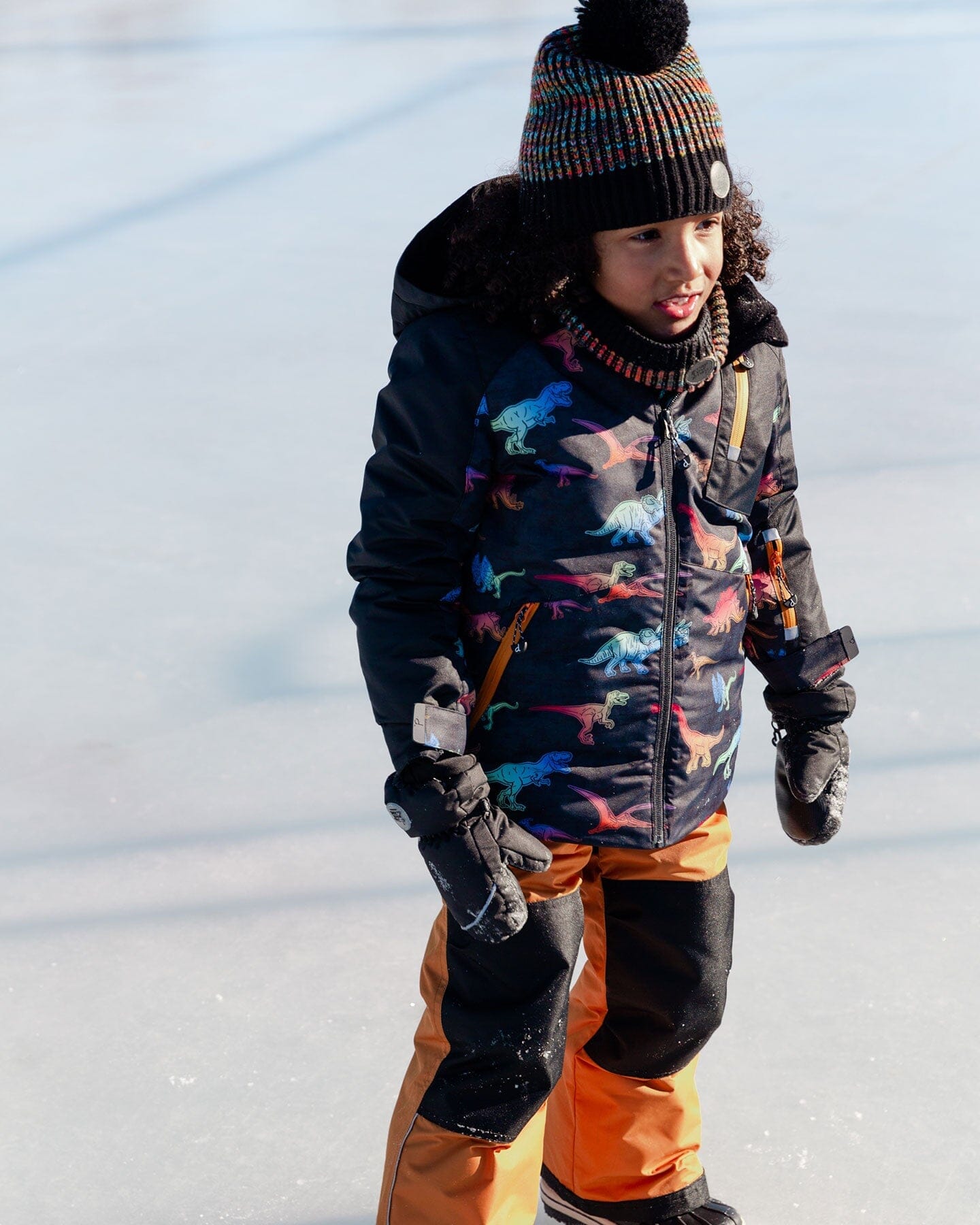 Two Piece Snowsuit Golden Oak With Gradient Dino Print - F10O806_271
