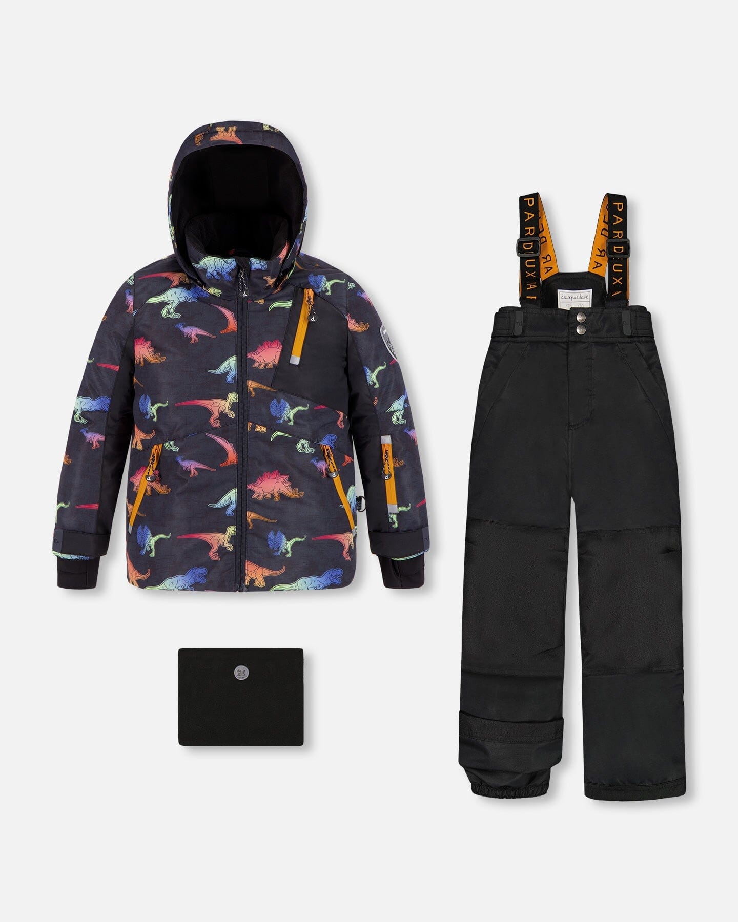 Two Piece Snowsuit Black With Gradient Dino Print - F10O806_999