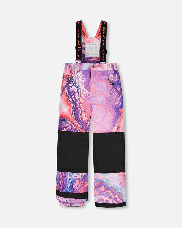 Two Piece Snowsuit Pink Lilac With Geode Print Snowsuits Deux par Deux 