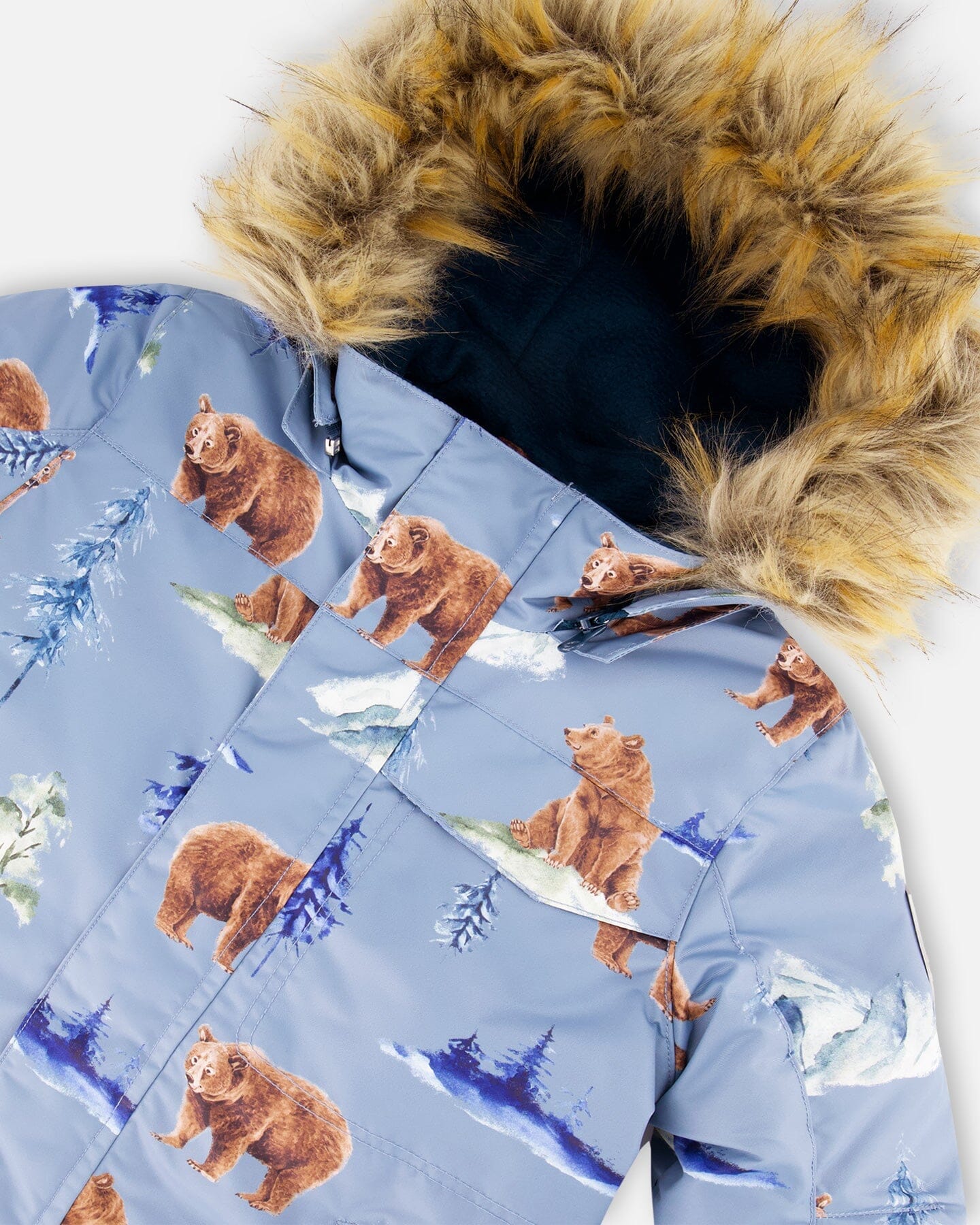 Two Piece Snowsuit Teal Blue With Bear Print - F10Q808_868
