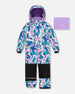 One Piece Snowsuit Aqua With Marbled Print Snowsuits Deux par Deux 