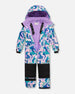 One Piece Snowsuit Aqua With Marbled Print Snowsuits Deux par Deux 