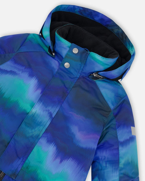 One Piece Snowsuit With Borealis Print Snowsuits Deux par Deux 