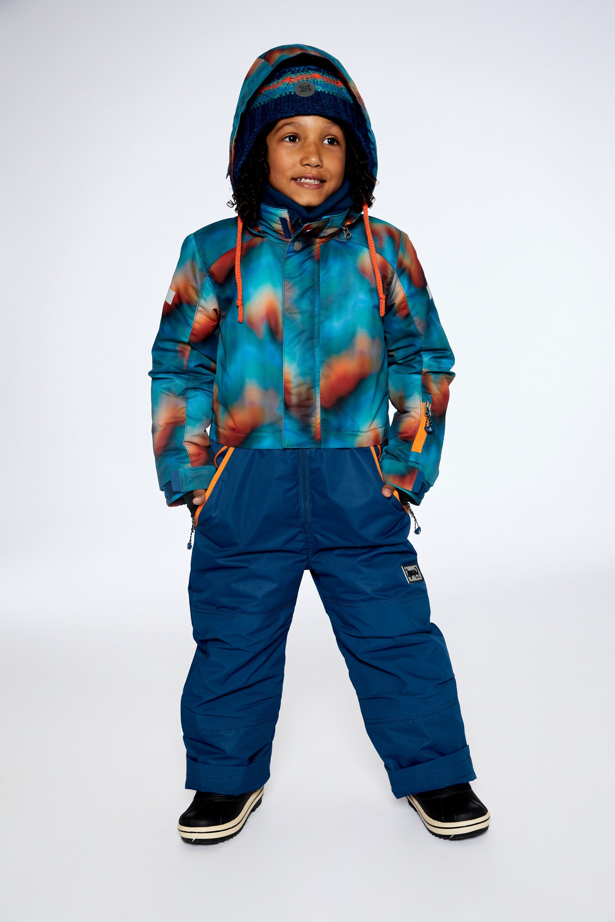 One Piece Snowsuit Deep Teal With Water Colour Gradient