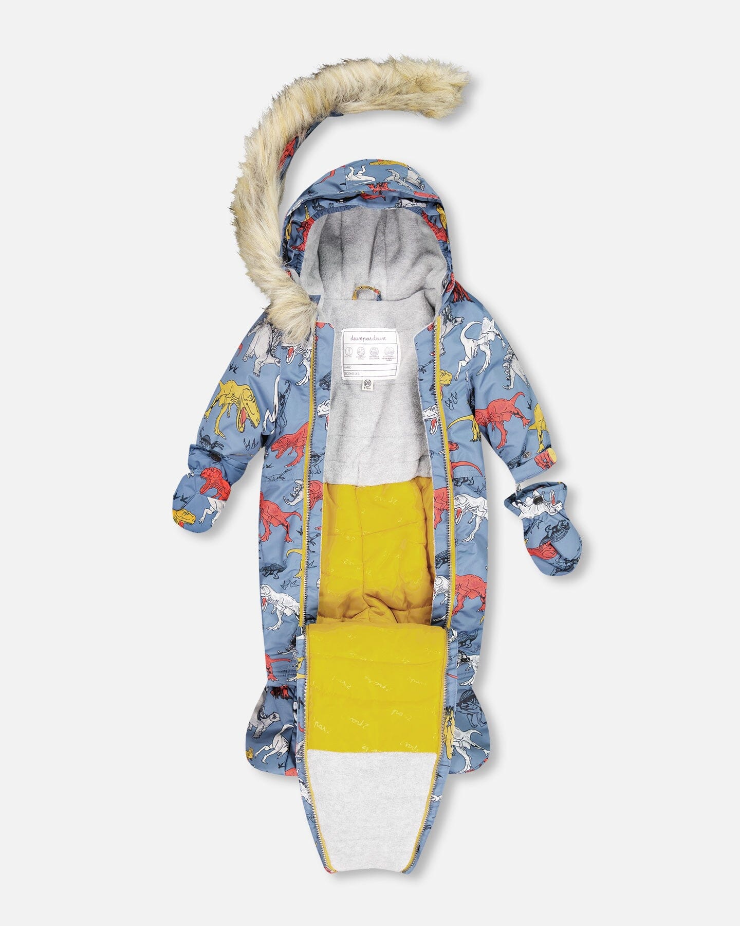 One Piece Baby Car Seat Snowsuit With Dino Print Snowsuits Deux par Deux 