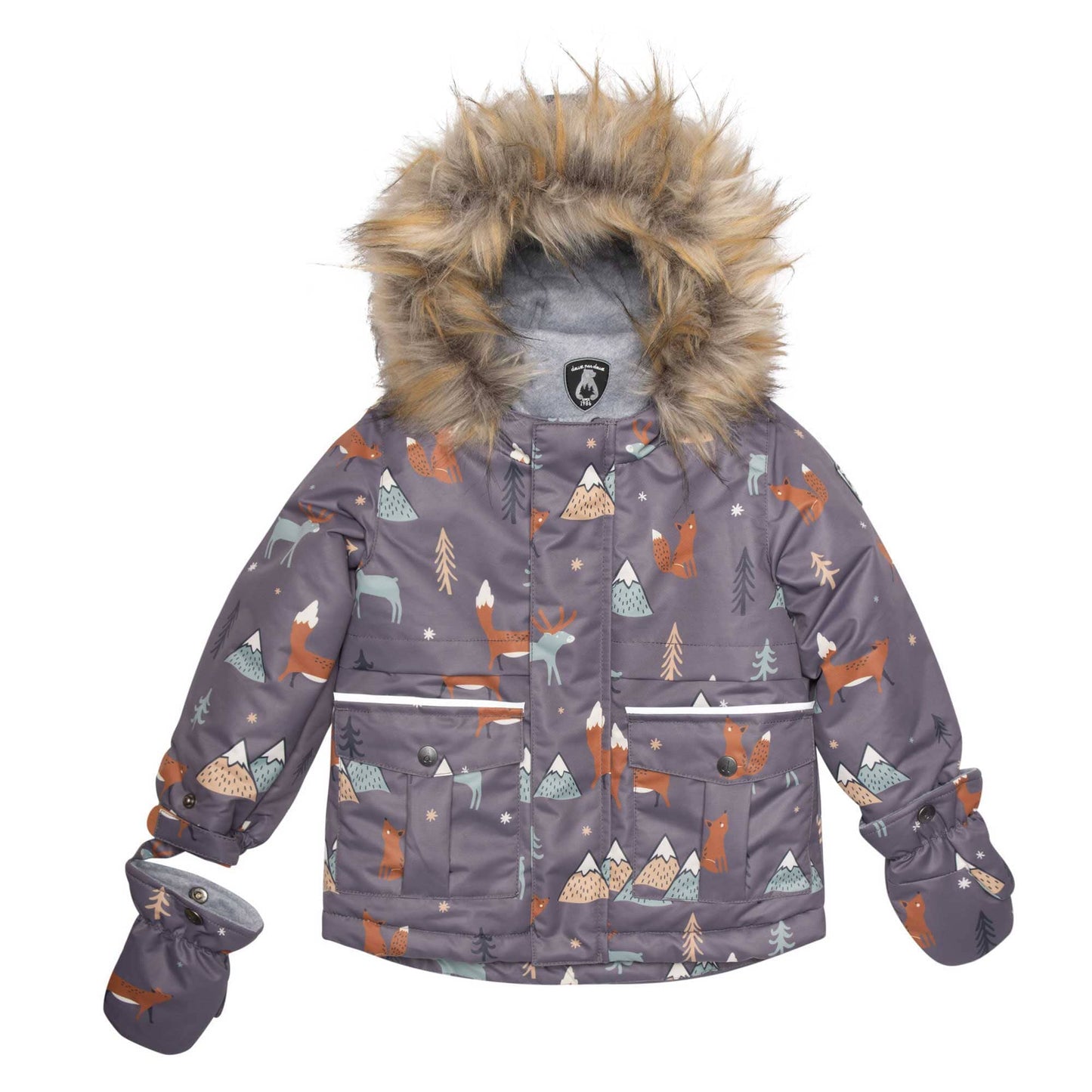 Two Piece Baby Snowsuit Glazed Ginger With Fox Print - F10V502_201