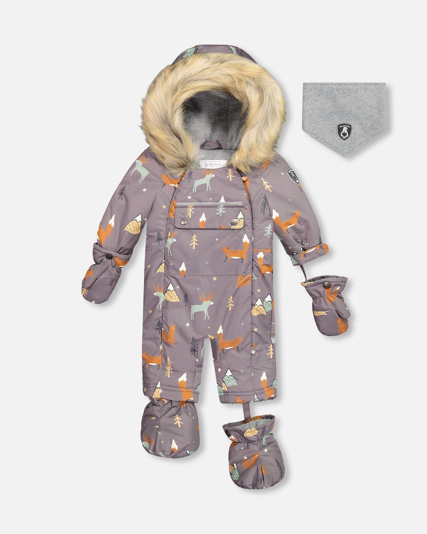 One Piece Baby Car Seasuit Snowsuit Med Fox Print Snowsuits Deux par Deux 
