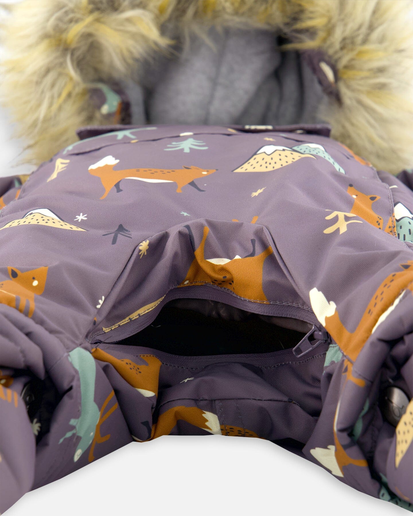 One Piece Baby Car Seat Snowsuit With Fox Print Snowsuits Deux par Deux 