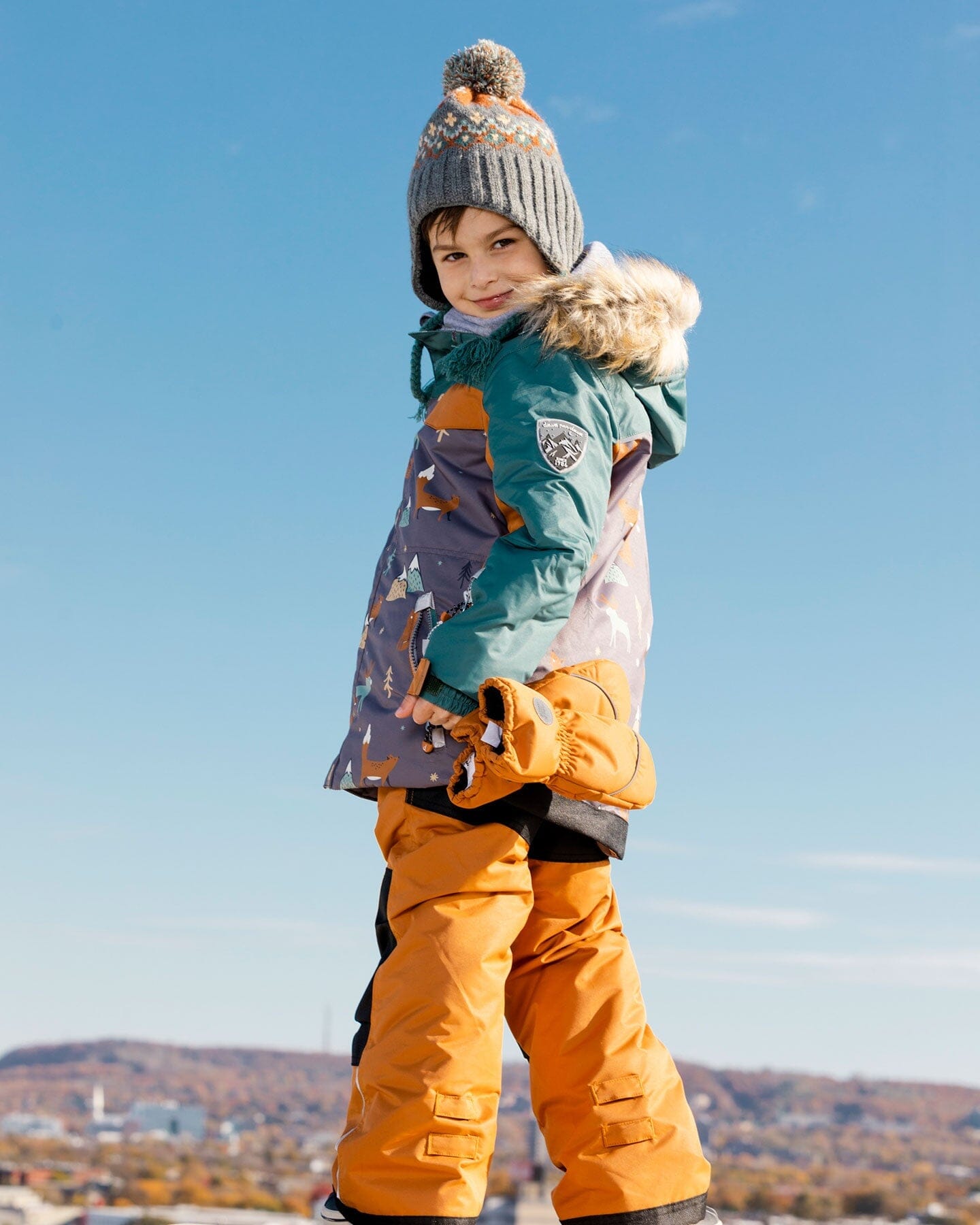 Two Piece Snowsuit Glazed Ginger With Fox Print - F10V808_201