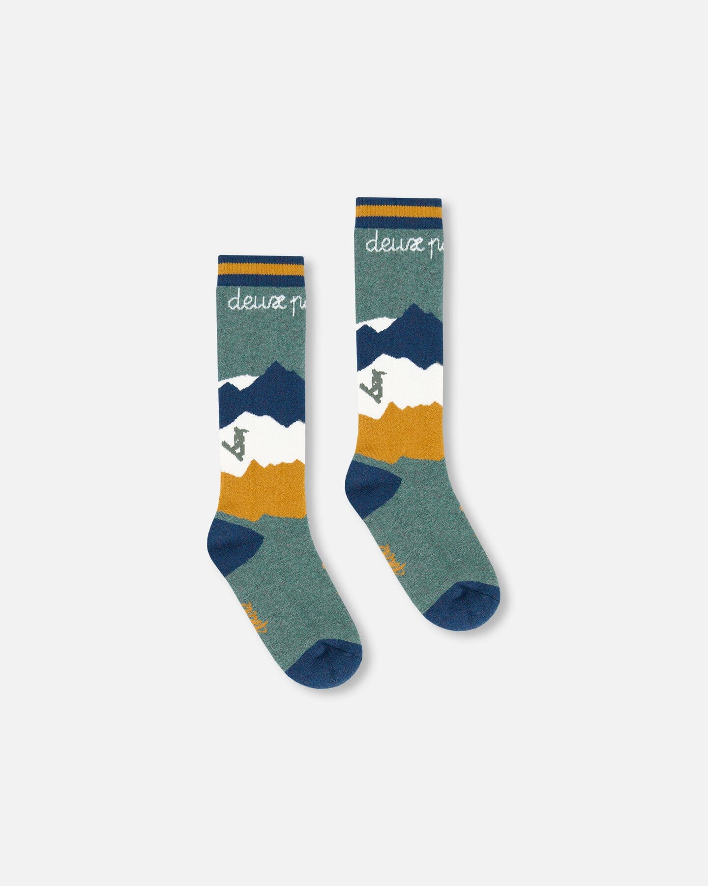 Ski Socks In Pine Green With Graphic - F10XS_388
