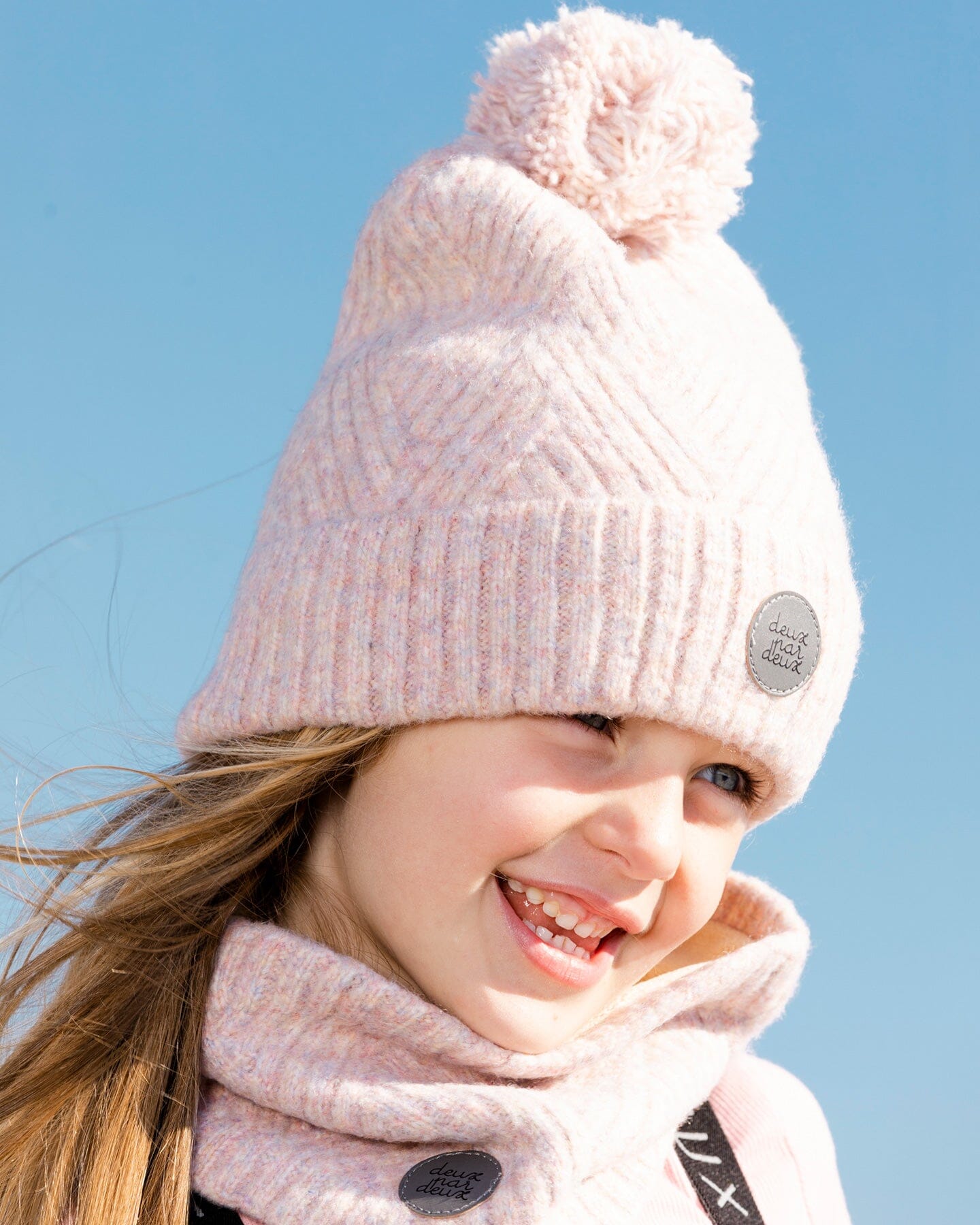Textured Knitted Neckwarmer Light Pink Winter Accessories Deux par Deux 