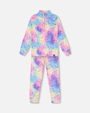 Two Piece Thermal Underwear Set With Frosted Rainbow Print Winter Accessories Deux par Deux 