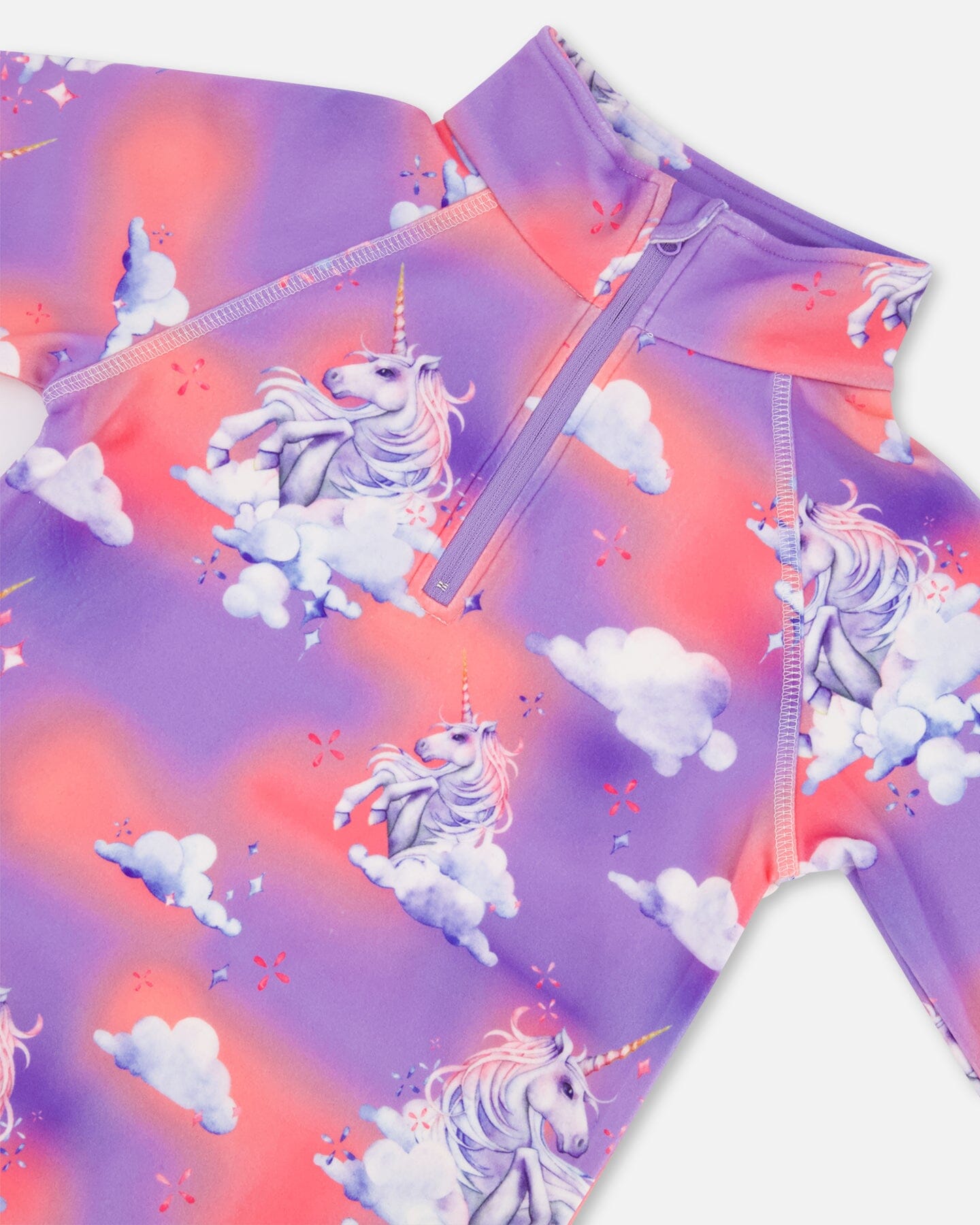 Two Piece Thermal Underwear Set Lavender With Unicorns In The Clouds Print Winter Accessories Deux par Deux 