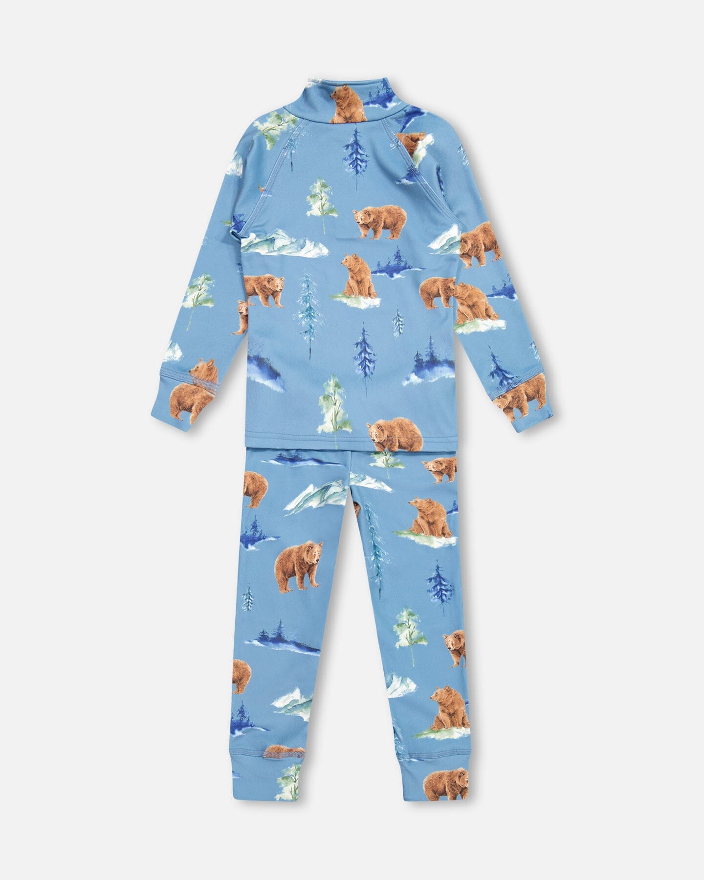 Two Piece Thermal Underwear Set Blue With Bear Print Winter Accessories Deux par Deux 