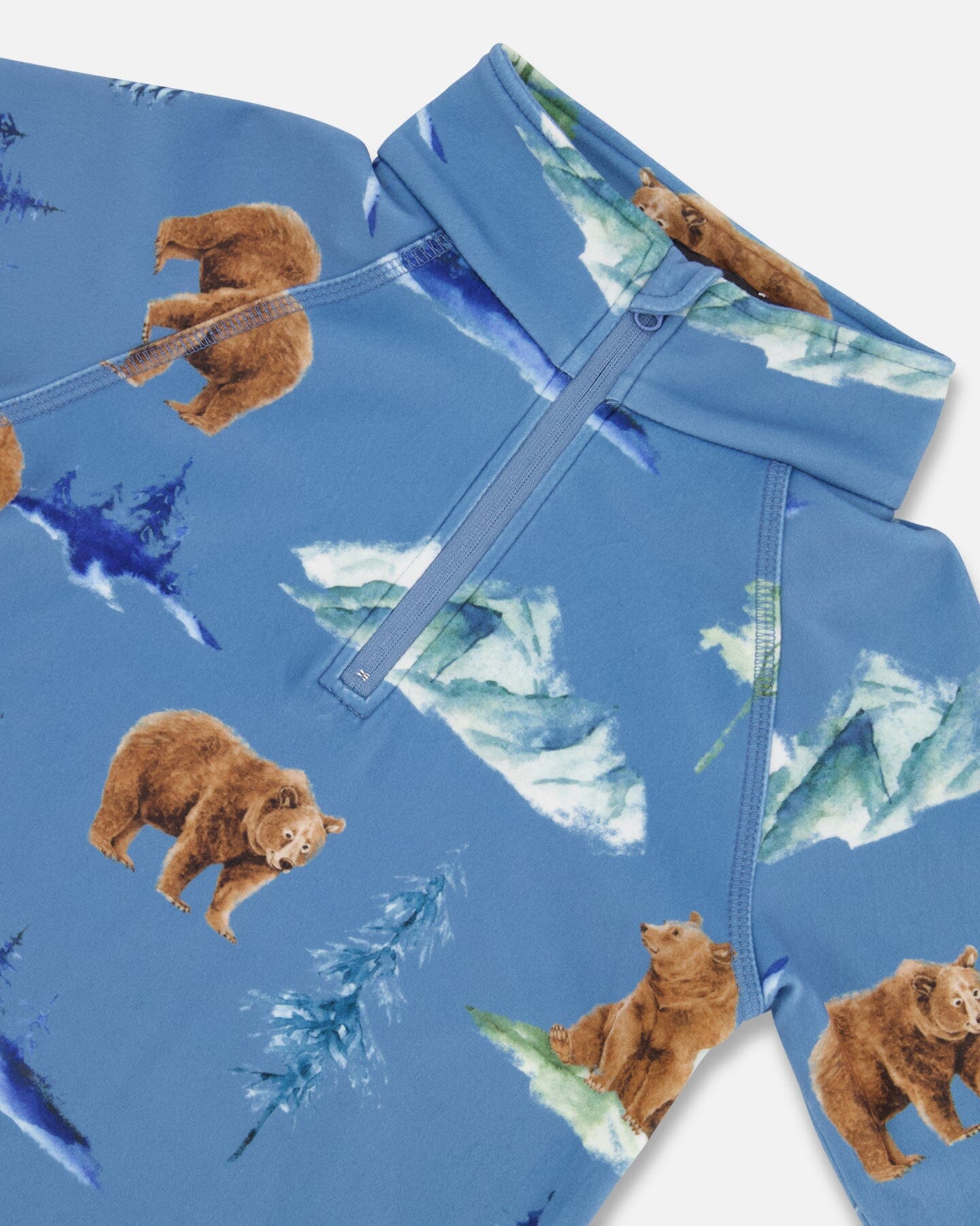 Two Piece Thermal Underwear Set Blue With Bear Print Winter Accessories Deux par Deux 
