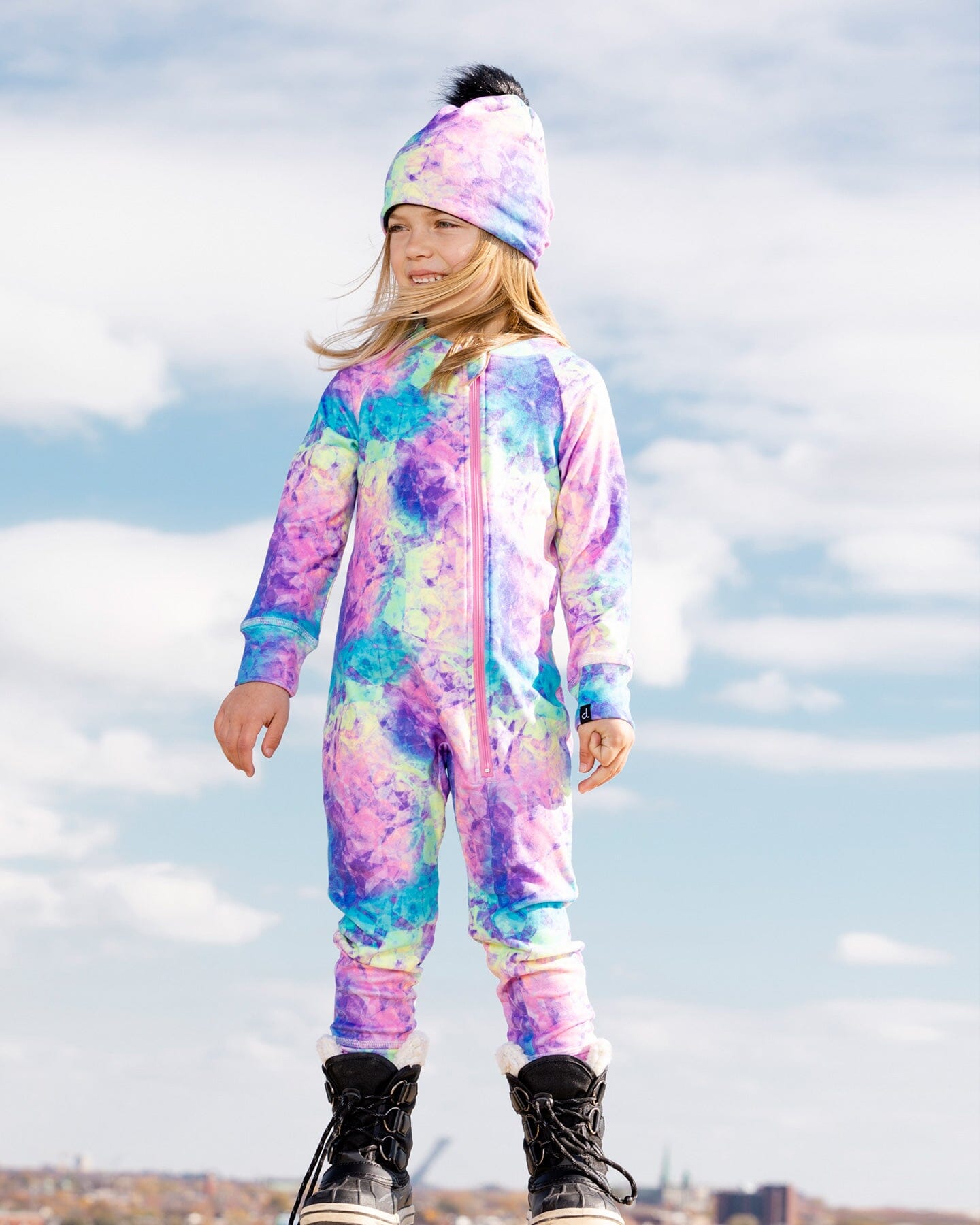 One Piece Thermal Underwear With Frosted Rainbow Print Winter Accessories Deux par Deux 