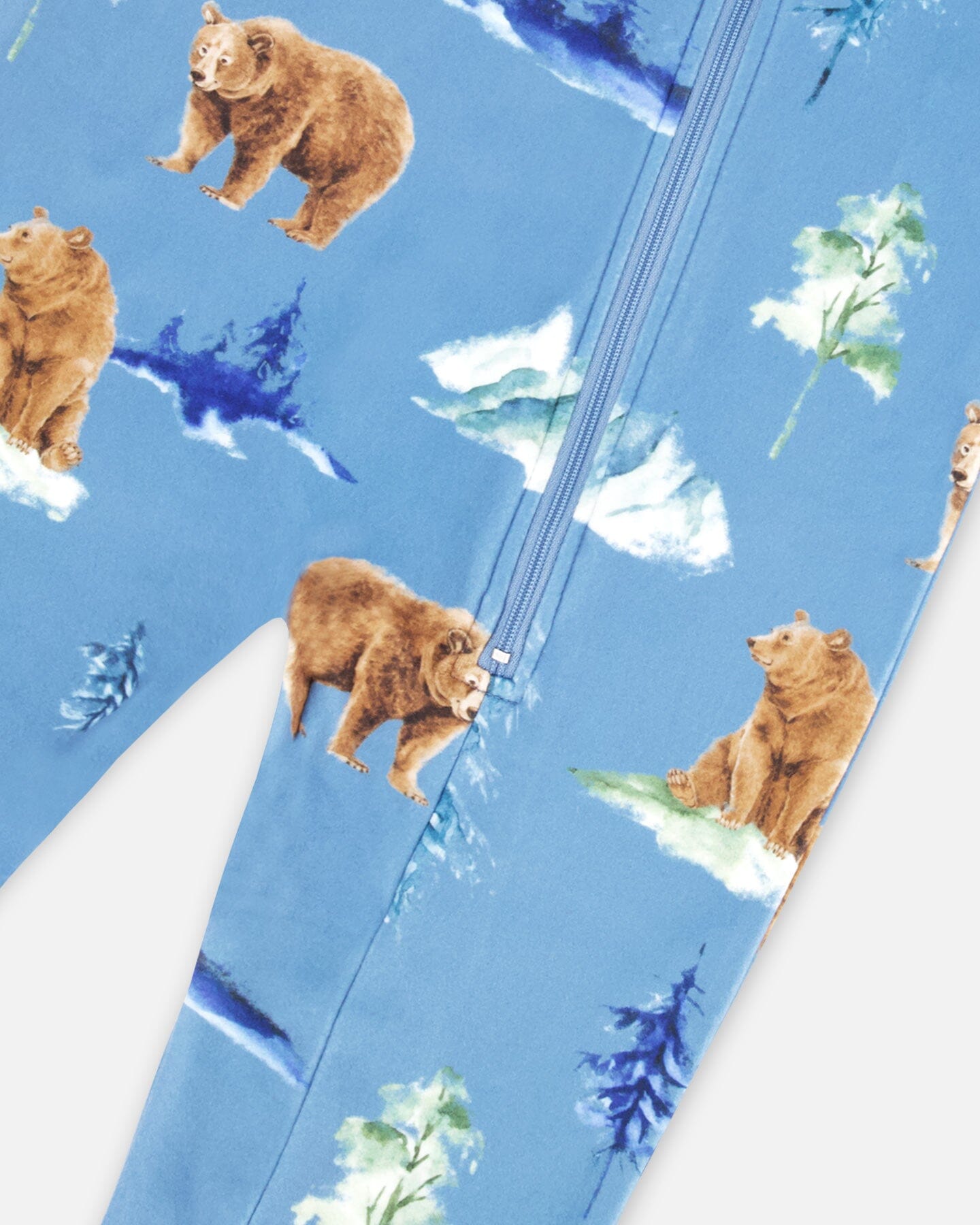 One Piece Thermal Underwear Set Blue With Bear Print Winter Accessories Deux par Deux 
