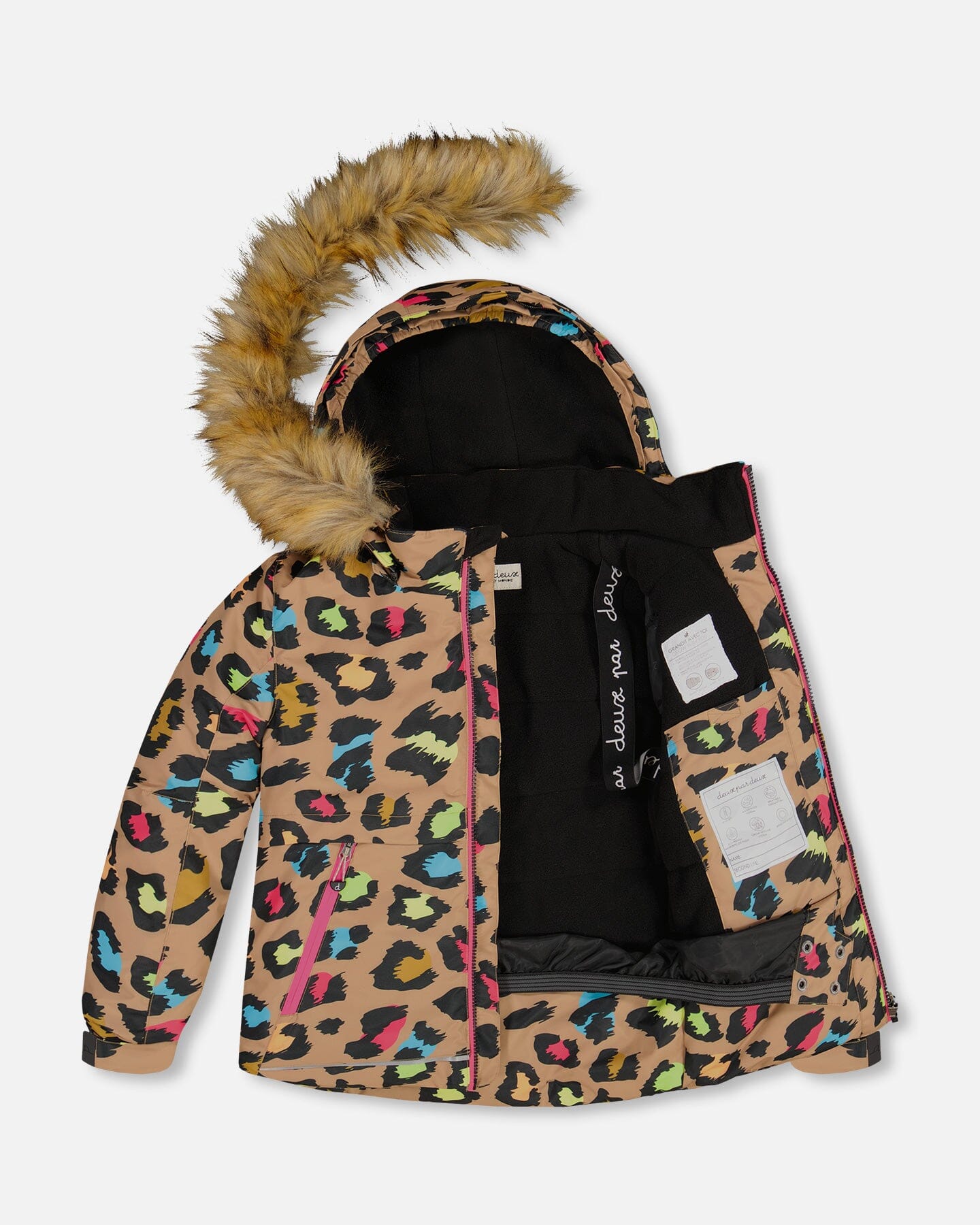 Two Piece Snowsuit With Colourful Leopard Print Snowsuits Deux par Deux 