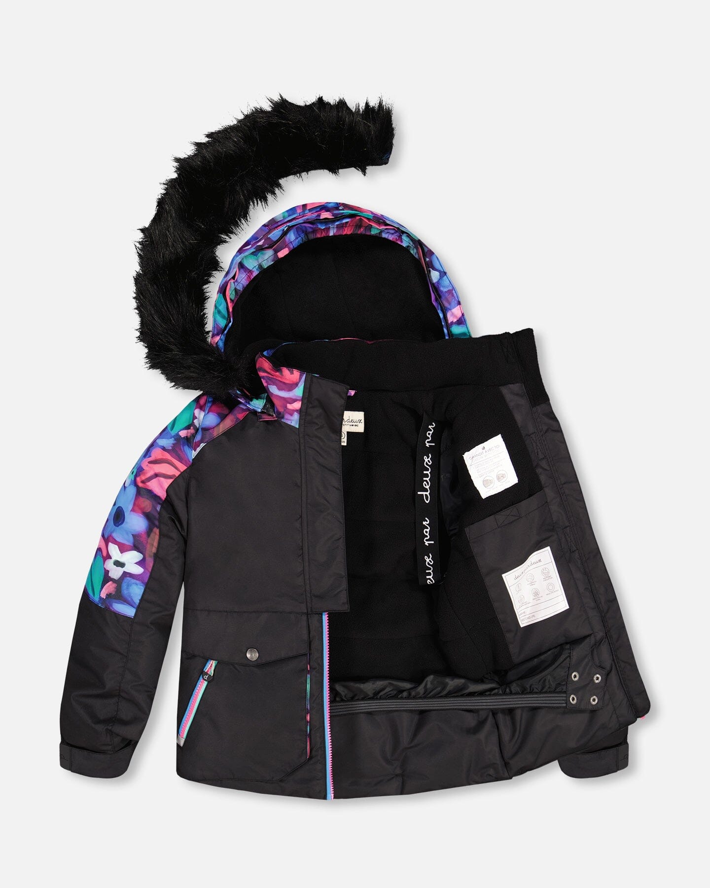 Two Piece Snowsuit Black With Frosted Rainbow Print - Deux par Deux
