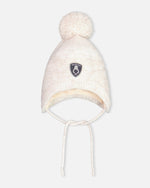 Peruvian Knit Hat In Champagne White For Baby Winter Accessories Deux par Deux 
