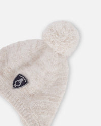 Peruvian Knit Hat In Champagne White For Baby - F10ZB01_106