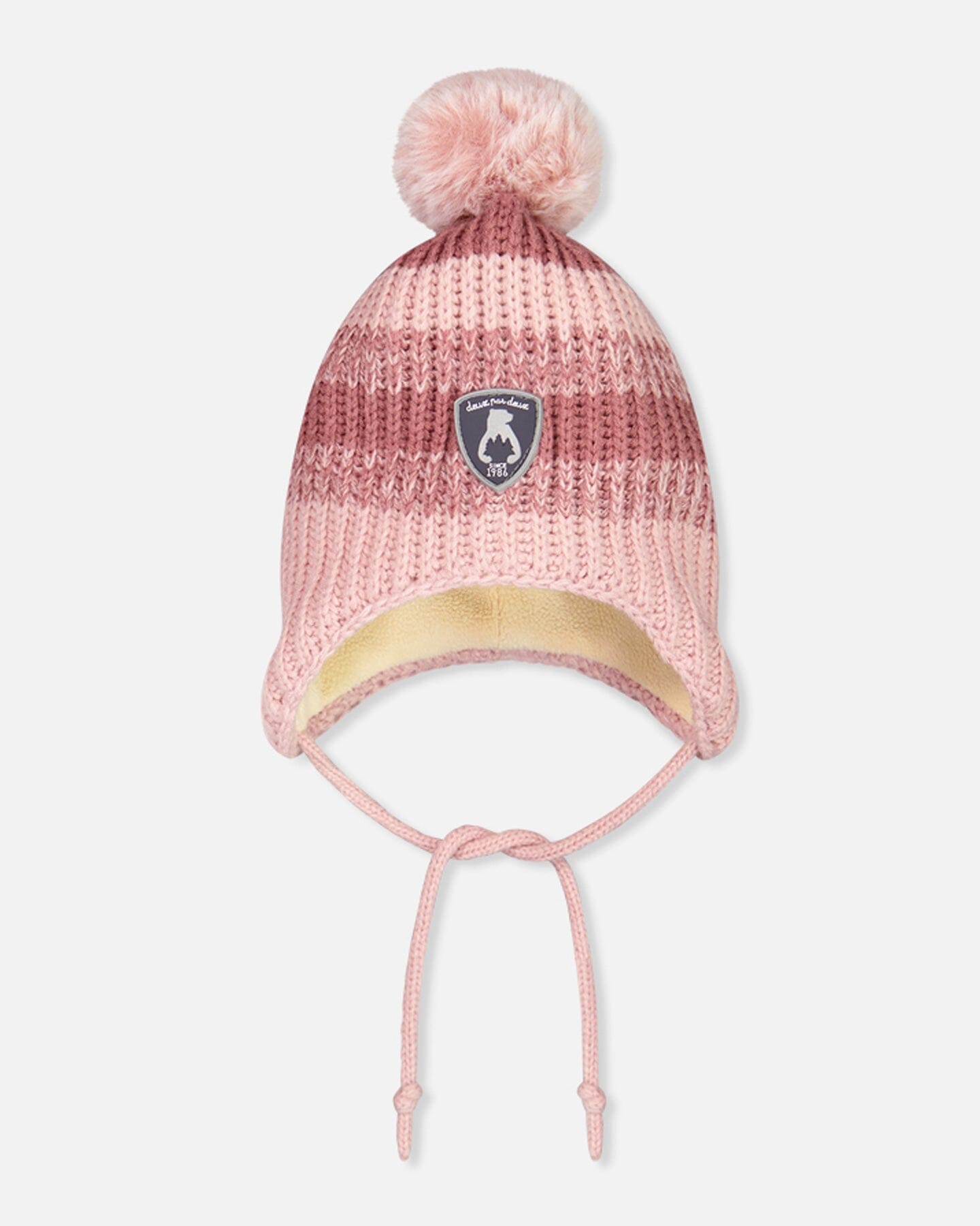 قبعة متماسكة مخططة من بيرو باللون الوردي لإكسسوارات الشتاء للأطفال Deux par Deux 