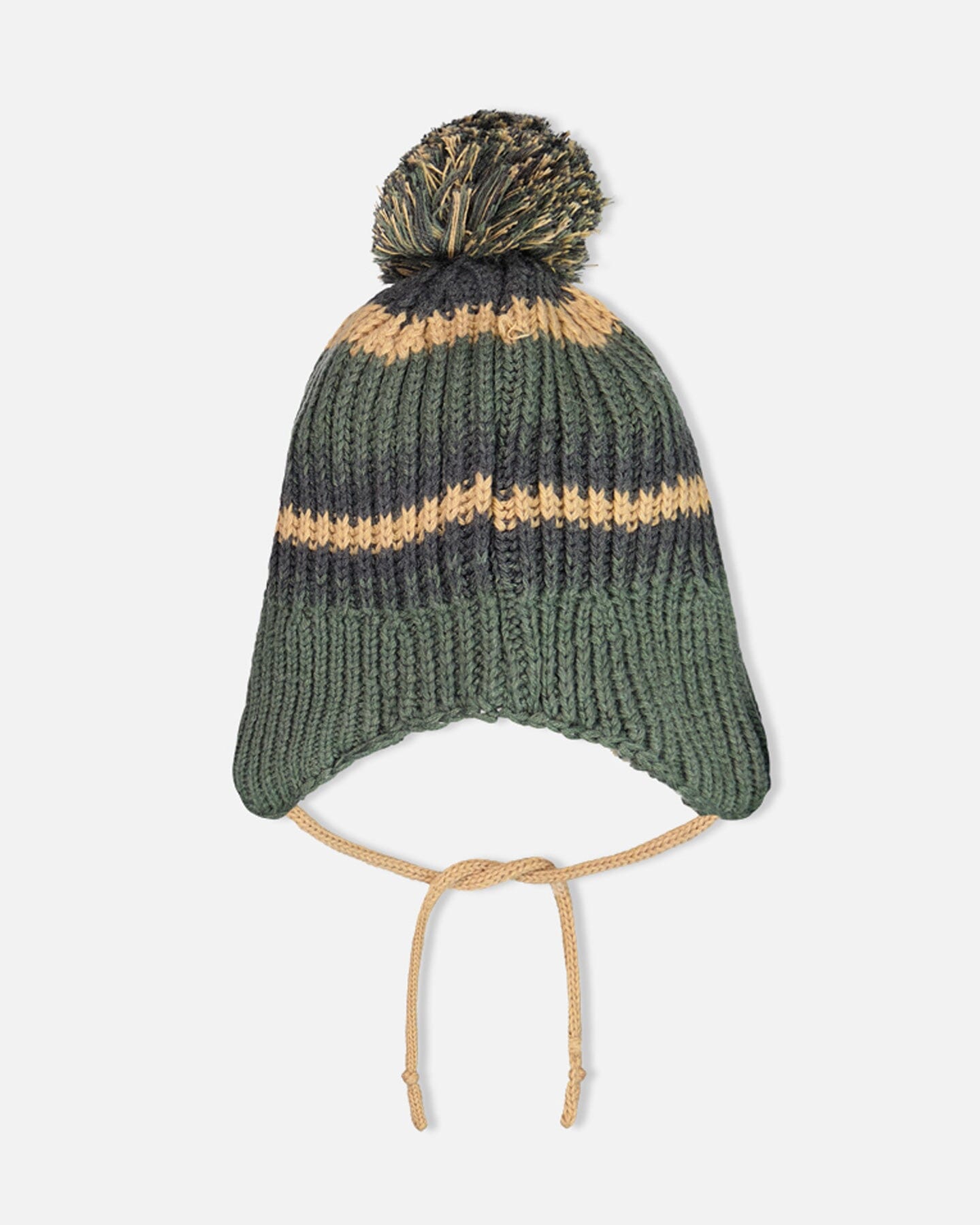 Peruvian Striped Knit Hat In Hunter Green For Baby Winter Accessories Deux par Deux 