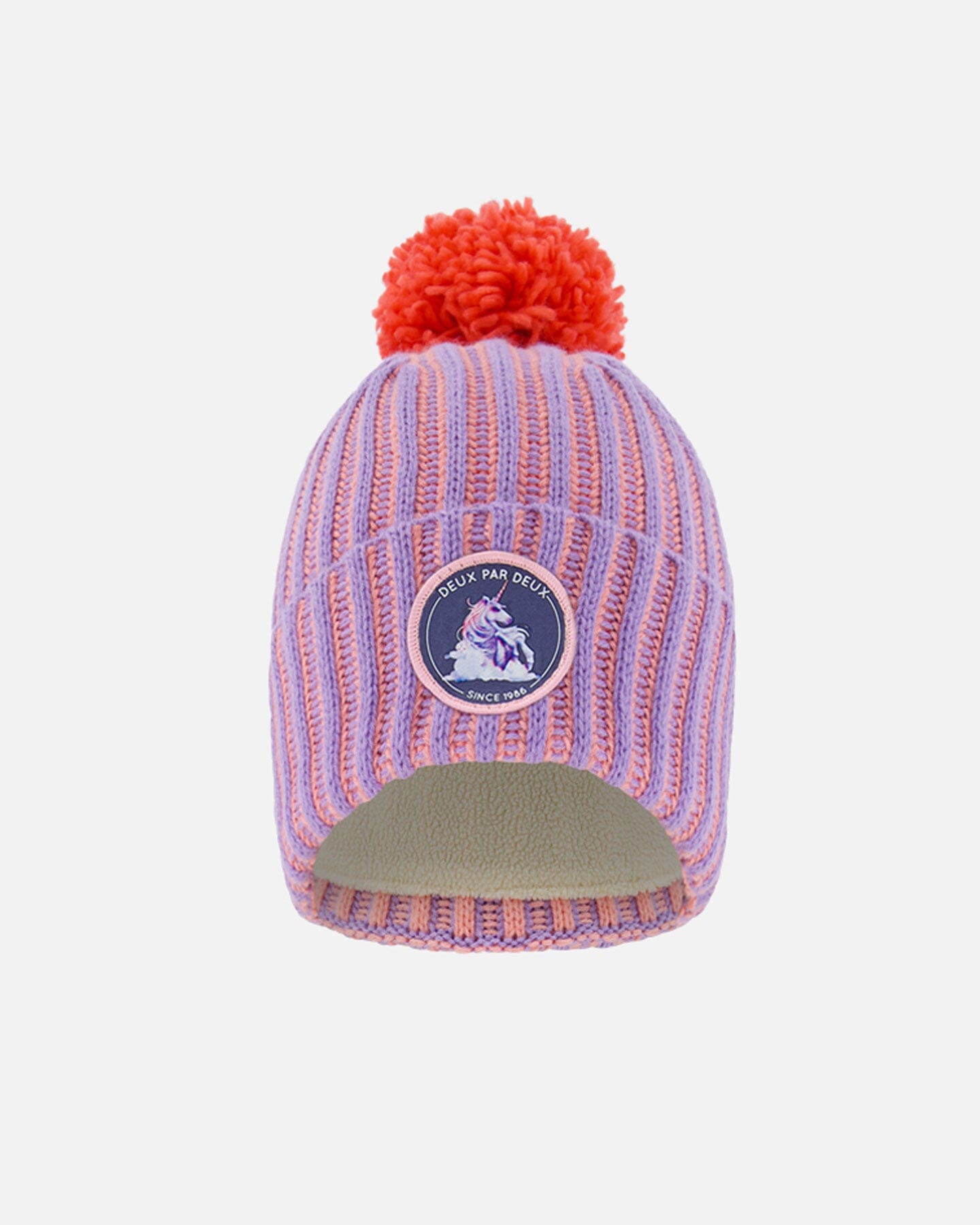Knit Hat Lavender And Coral Winter Accessories Deux par Deux 