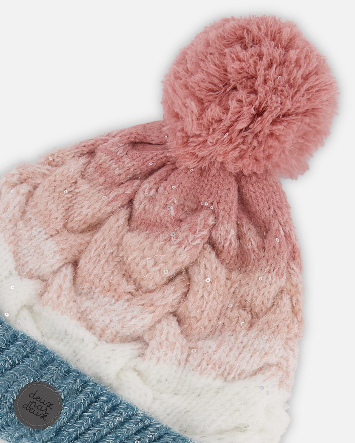 Pompom Winter Knit Hat Pink And Blue Gradient - F10ZH01_000