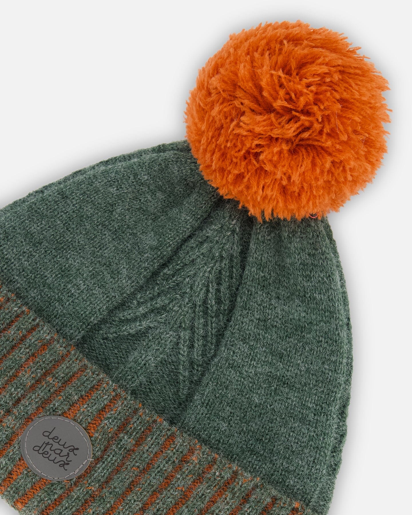 Knit Hat Pine Green And Orange - F10ZM01_323