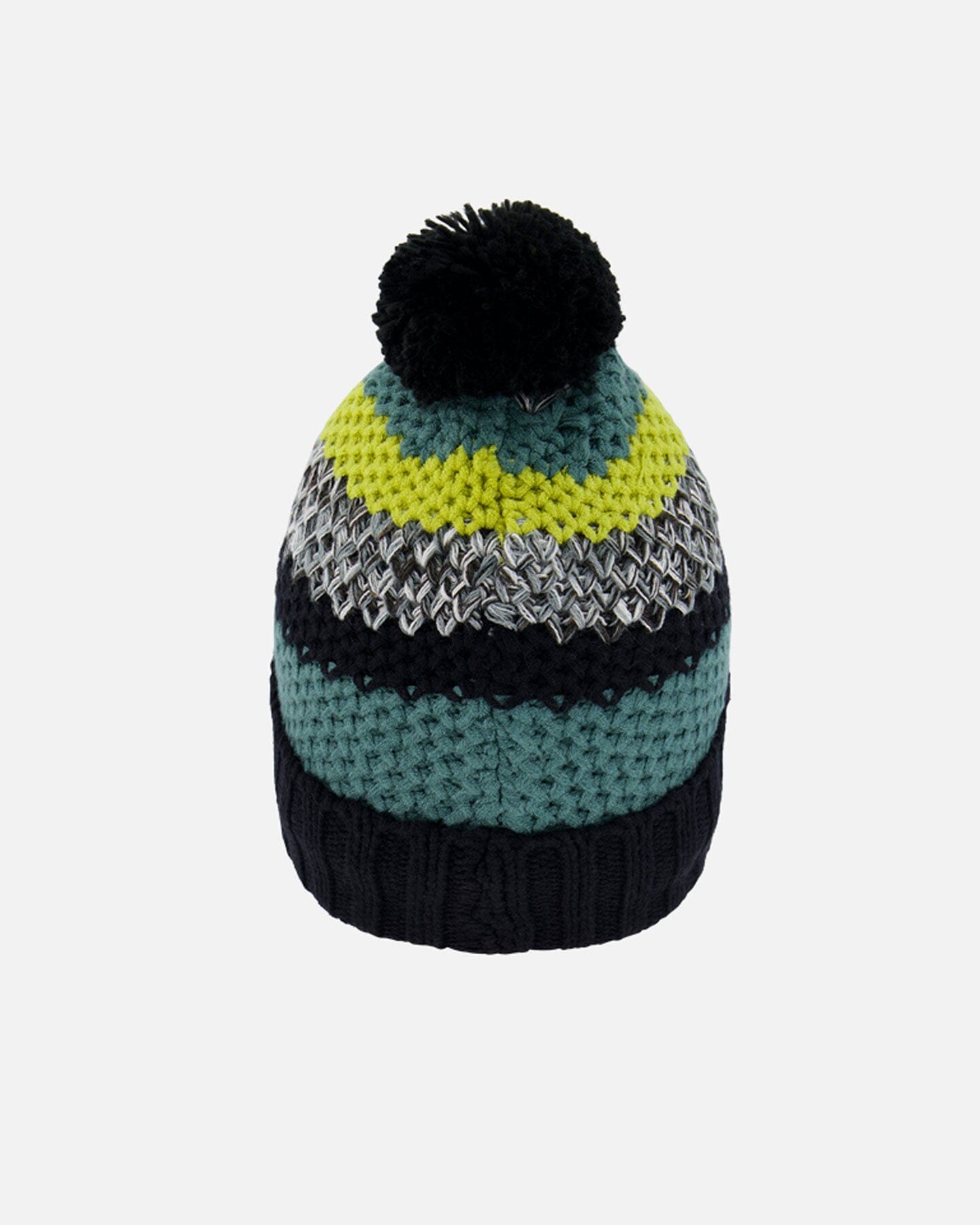 Striped Knit Hat Lemongrass, Pine Green And Black Winter Accessories Deux par Deux 