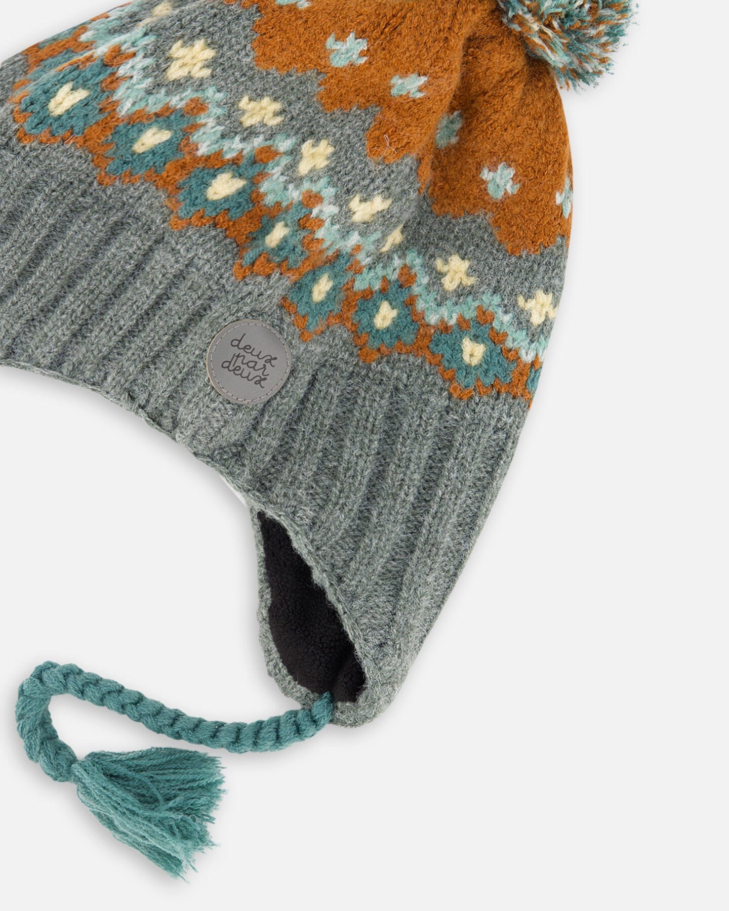 Peruvian Patterned Knit Hat In Grey Winter Accessories Deux par Deux 