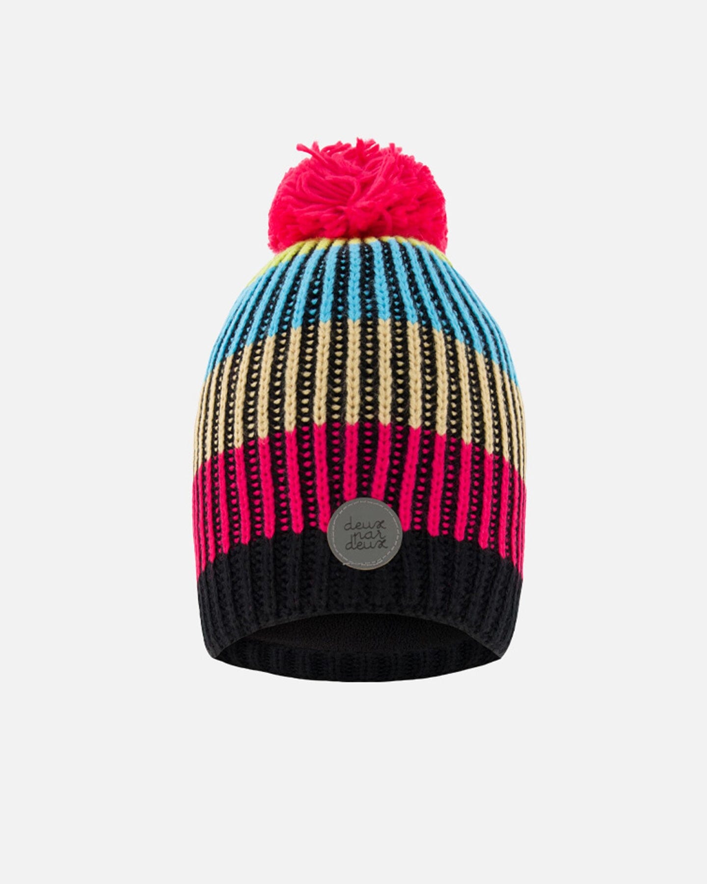 قبعة شتوية محبوكة باللون الأسود ومتعددة الألوان إكسسوارات الشتاء Deux par Deux 