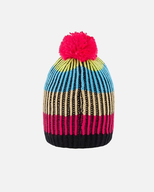 Knitted Winter Hat In Black & Multicolor Winter Accessories Deux par Deux 