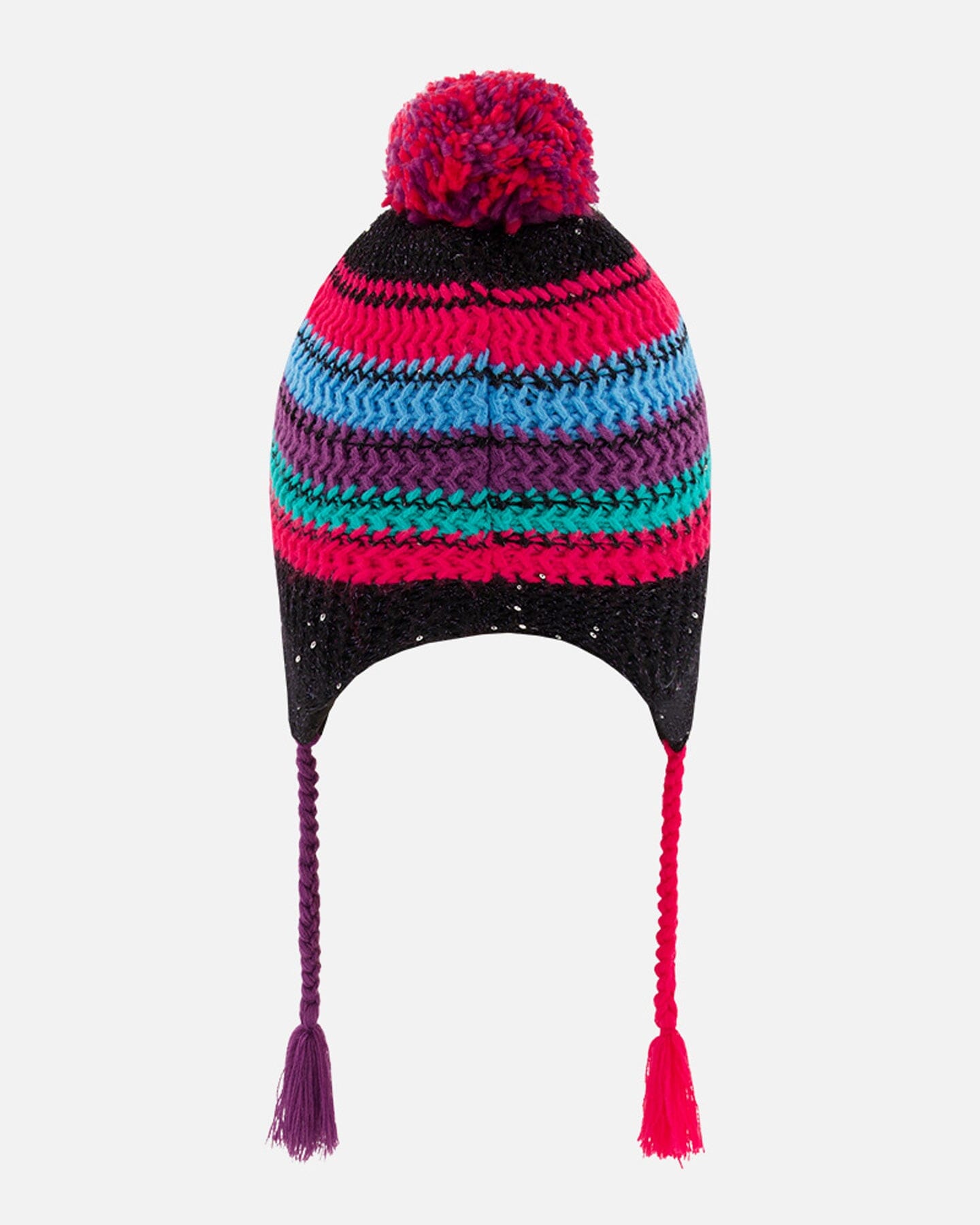 Peruvian Knit Winter Hat Black & Fuchsia Winter Accessories Deux par Deux 