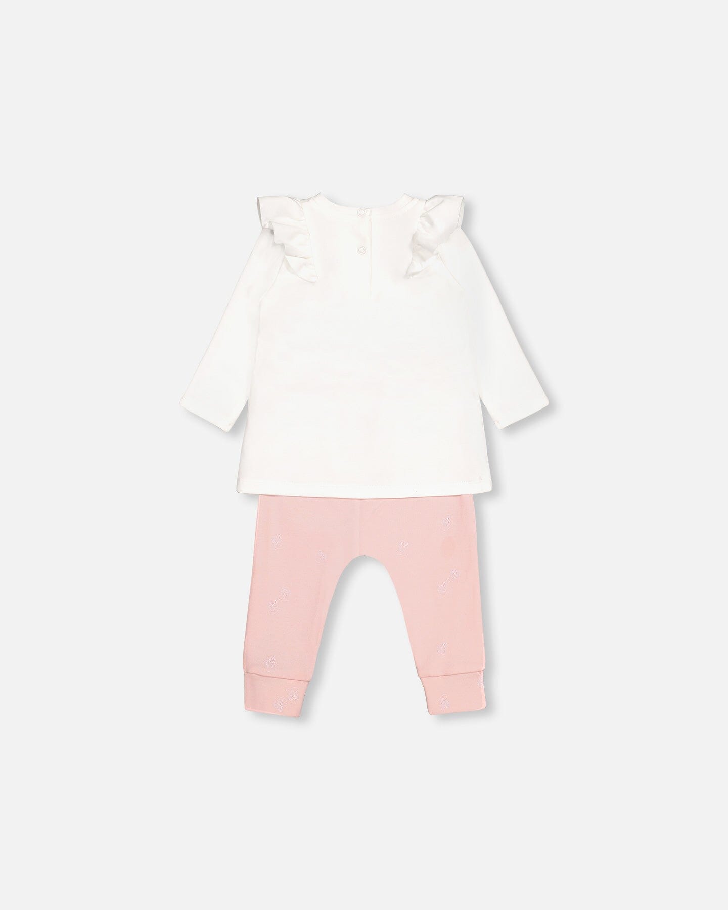 Organic Cotton Top And Printed Pant Set Off White And Pink - F20B10_101