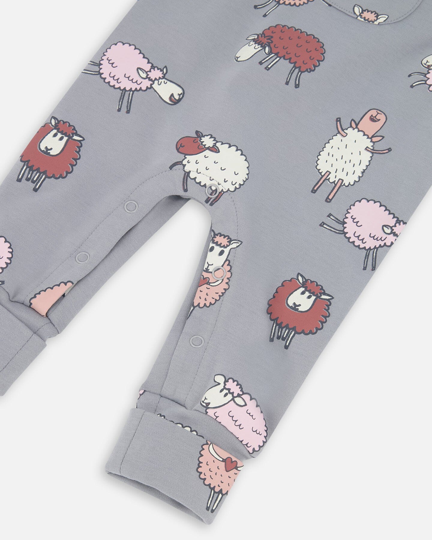 Organic Cotton Printed Onesie And Grow-With-Me Overall Set Sheep Print Sets Deux par Deux 