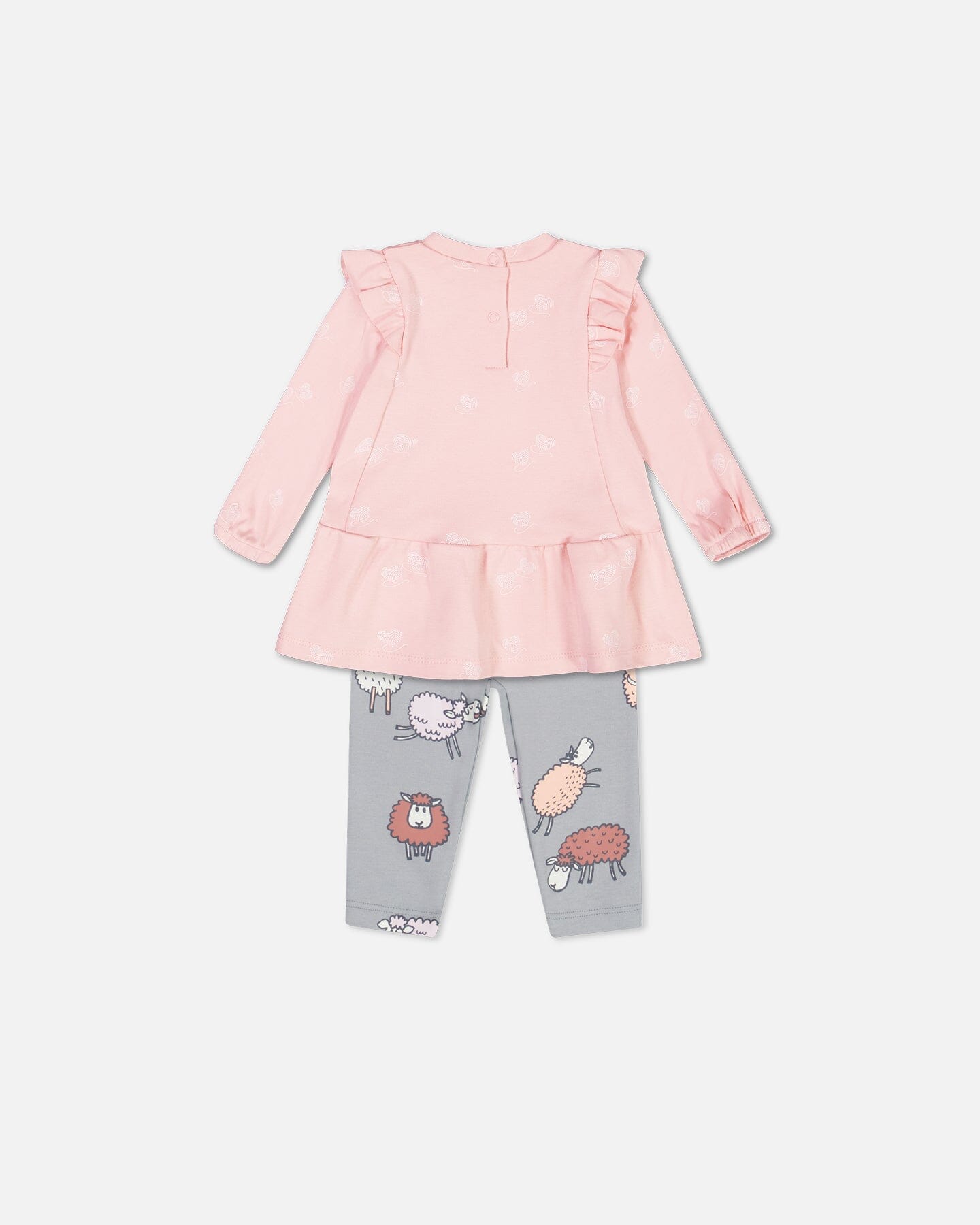 Organic Cotton Printed Long Tunic And Legging Set Little Heart Of Wool And Sheep Print Sets Deux par Deux 