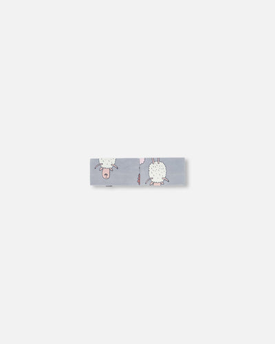 Printed Organic Cotton Headband Blue Grey Sheep - F20BHB_035