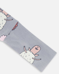 Printed Organic Cotton Headband Blue Grey Sheep - F20BHB_035