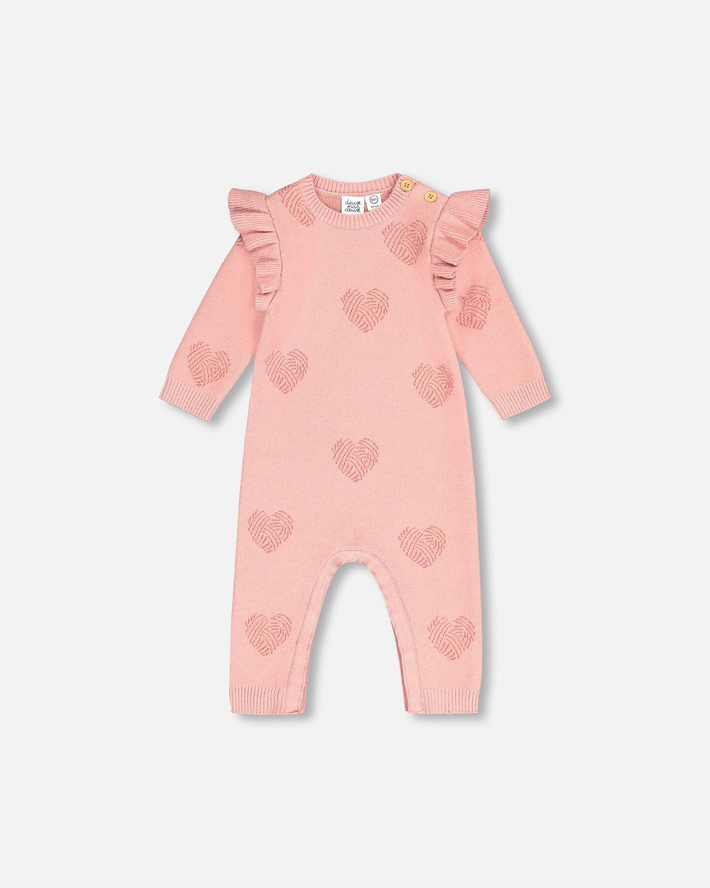 Knitted Jumpsuit With Jacquard Powder Pink Little Heart Of Wool - F20BT41_622