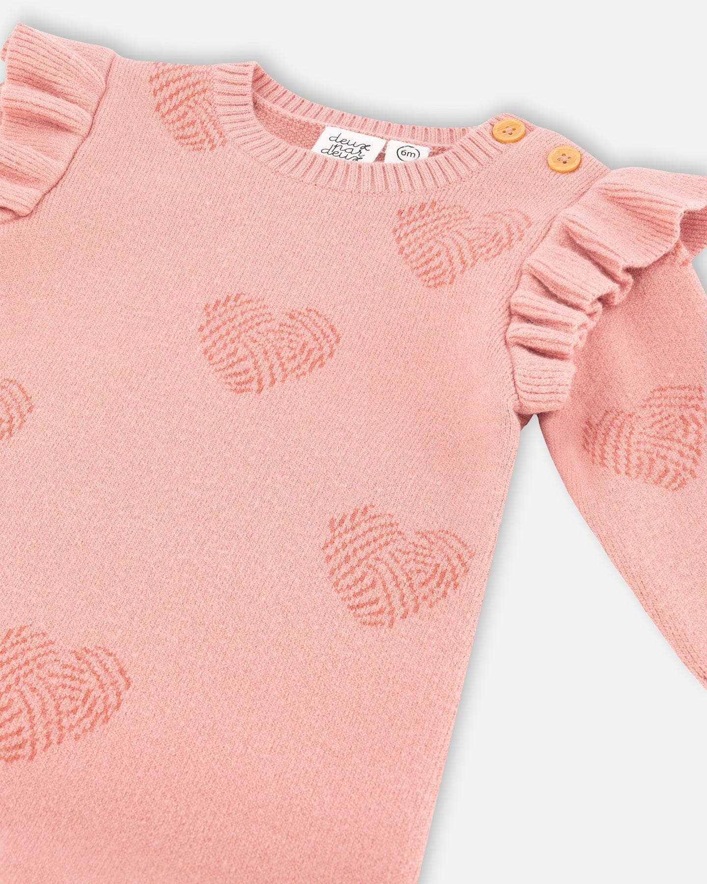 Knitted Jumpsuit With Jacquard Powder Pink Little Heart Of Wool - F20BT41_622