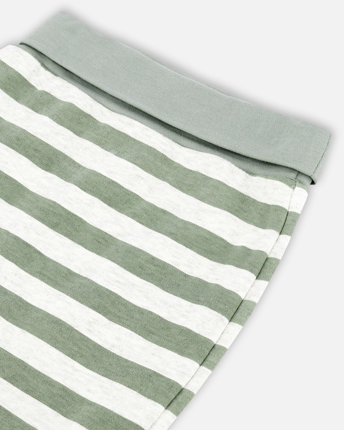 Organic Cotton Printed Top And Grow-With-Me Stripe Sage Green Pants Set Sets Deux par Deux 