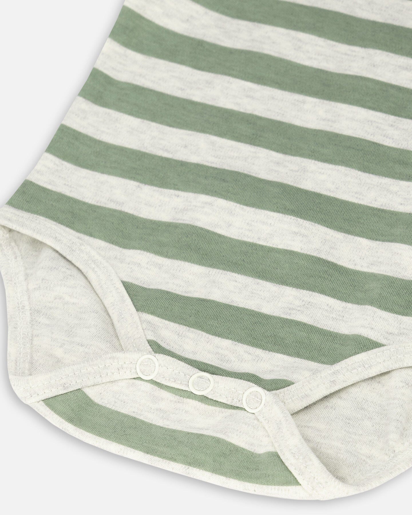 Organic Cotton Stripe Onesie And Grow-With-Me Overall Set Sage Green Little Fox Print Sets Deux par Deux 