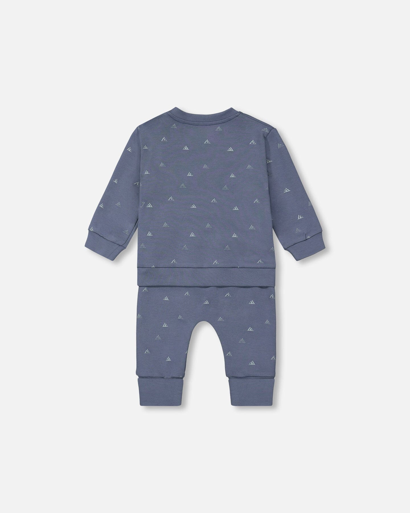 Organic Cotton Printed Top And Grow-With-Me Pants Set French Navy Little Mountains - F20D10_034