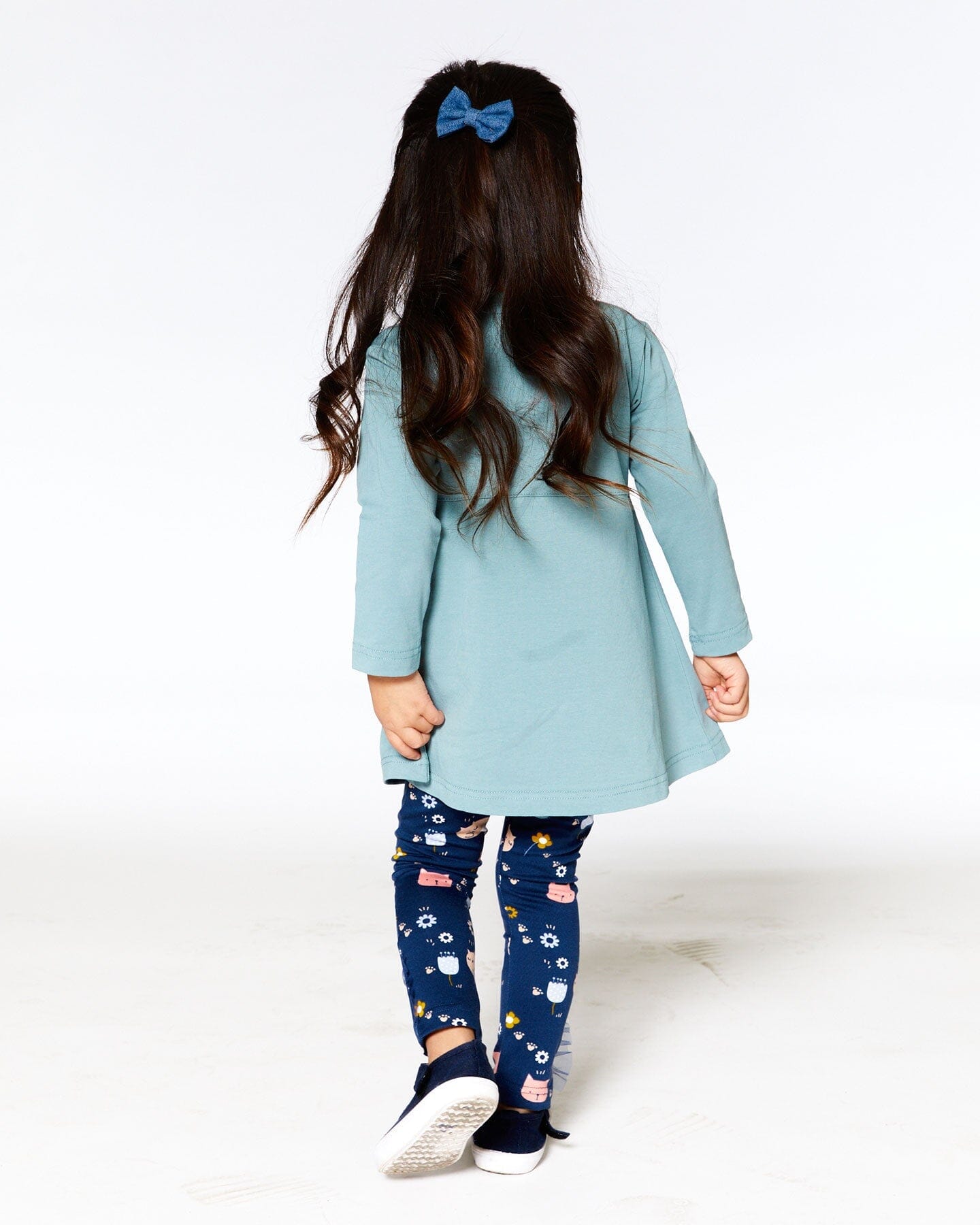Organic Cotton Tunic And Printed Leggings Set Sage Green And Navy - F20E11_461