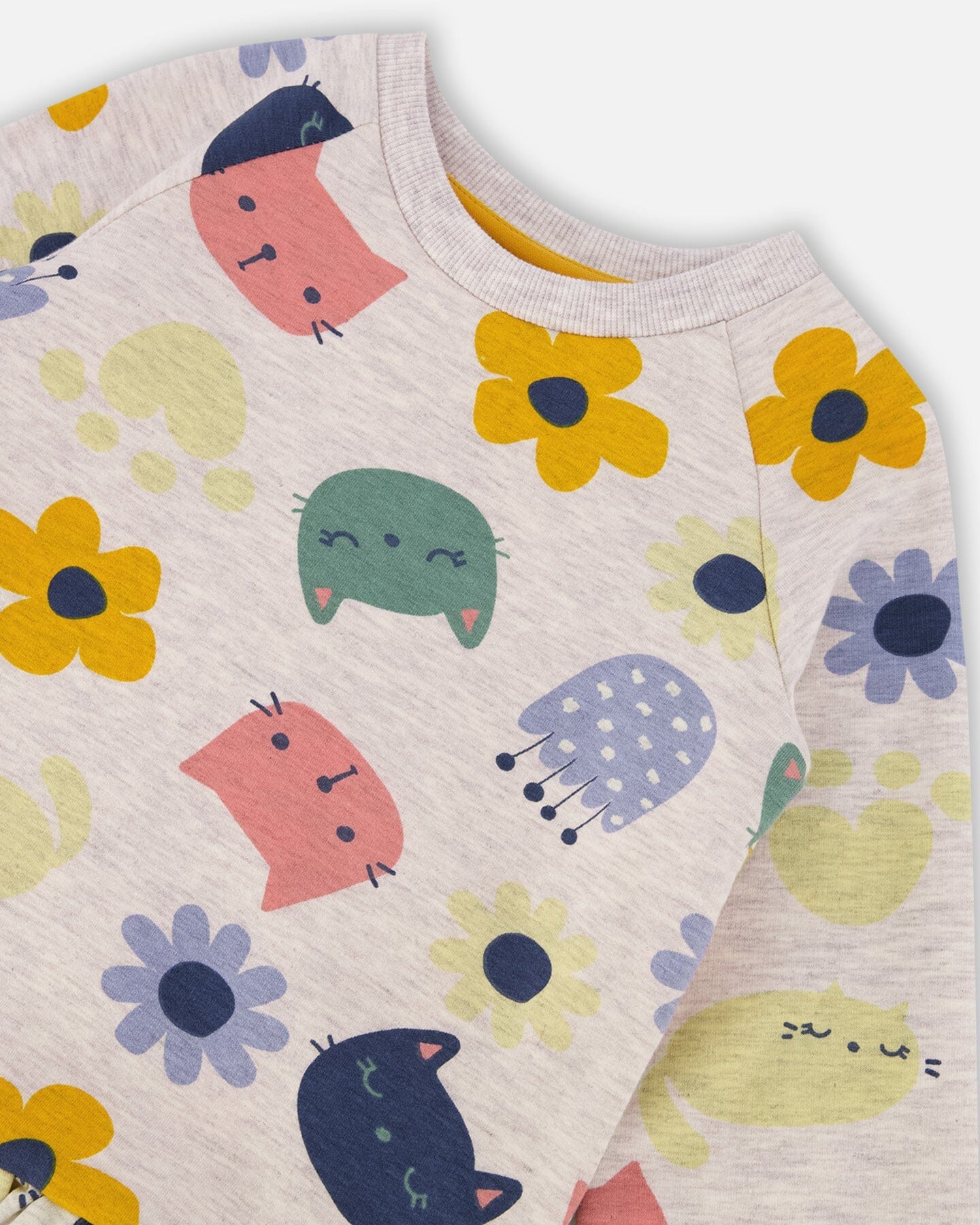 Printed Cats French Terry Dress Oatmeal - F20E91_039