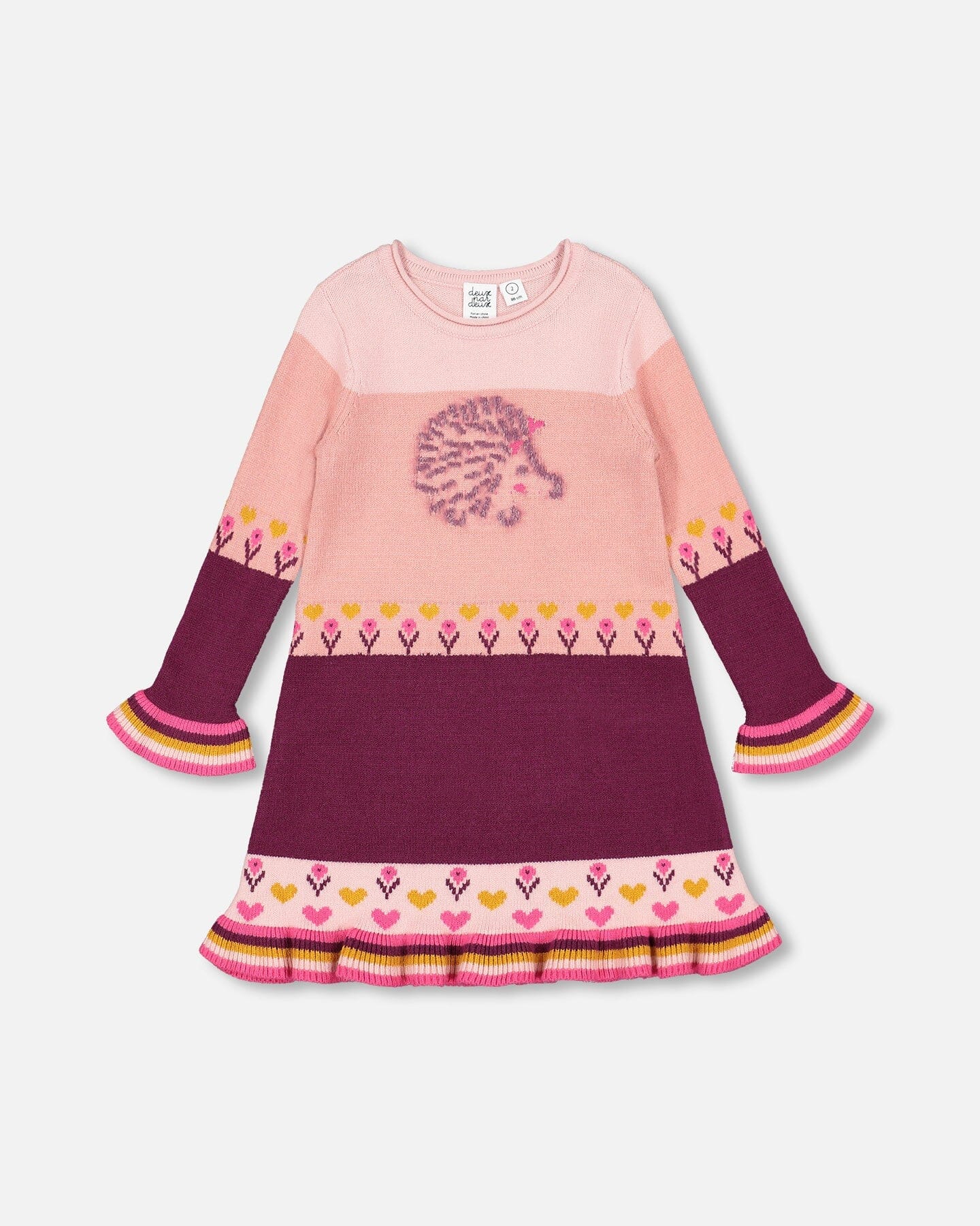 Color Block Knitted Sweater Dress Pink With Hedgehog Intarsia - F20FT93_000